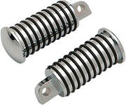 Drag Specialties Sundance® Foot Pegs Black Chrome Silver Male O-Ring Large Neoprene Steel Pair - 17-0913-BC2