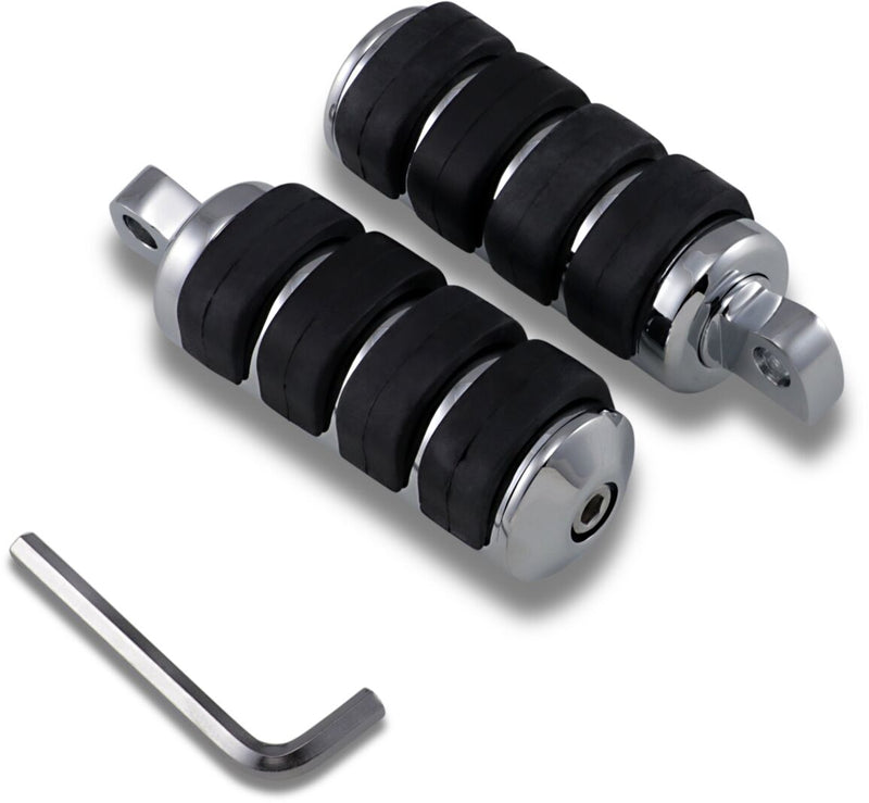 Drag Specialties Soft-Ride Foot Pegs Black Chrome Silver Male Large Billet Aluminium Neoprene Pair