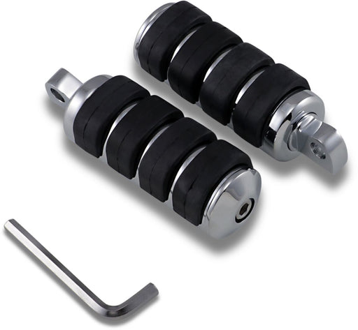 Drag Specialties Soft-Ride Foot Pegs Black Chrome Silver Male Large Billet Aluminium Neoprene Pair