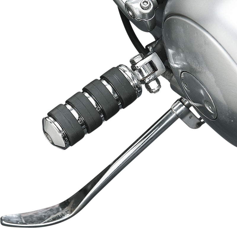 Drag Specialties Soft-Ride Foot Pegs Black Chrome Silver Male Large Billet Aluminium Neoprene Pair - 361052-BC310