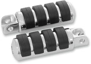 Drag Specialties Soft-Ride Foot Pegs Black Chrome Silver Female Large Billet Aluminium Neoprene Pair