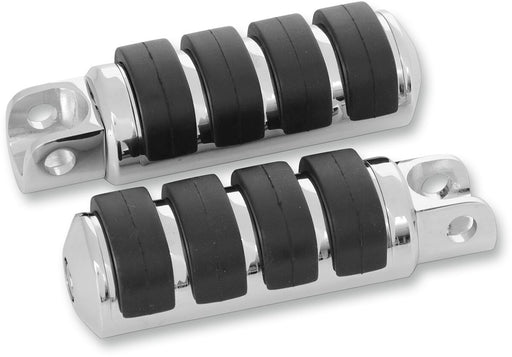 Drag Specialties Soft-Ride Foot Pegs Black Chrome Silver Female Large Billet Aluminium Neoprene Pair