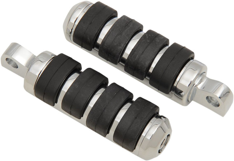 Drag Specialties Soft-Ride Foot Pegs Black Chrome Silver Male Small Billet Aluminium Neoprene Pair