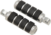 Drag Specialties Soft-Ride Foot Pegs Black Chrome Silver Male Small Billet Aluminium Neoprene Pair - 361047