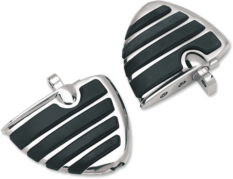 Kuryakyn ISO™-Wing Mini Boards ISO Wing Floorboard Black Chrome Male Mount Rubber Pair