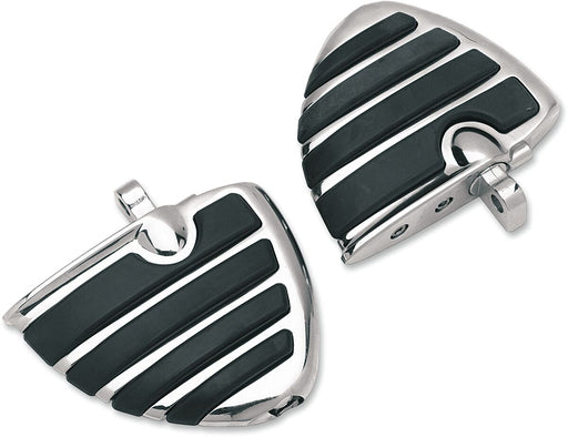 Kuryakyn ISO™-Wing Mini Boards ISO Wing Floorboard Black Chrome Male Mount Rubber Pair