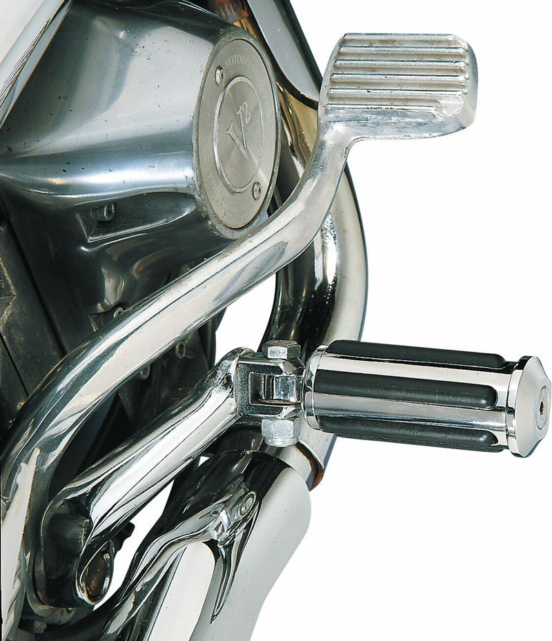 Drag Specialties "Rail" Foot and Shifter Pegs Foot Peg Black Chrome Silver Aluminium Carbon-Steel Pair - 17-0968BC324