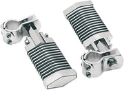 Drag Specialties "Popsicle" Foot Pegs with O-Rings Black Chrome Silver Diamond-Shaped Front Folding Pair