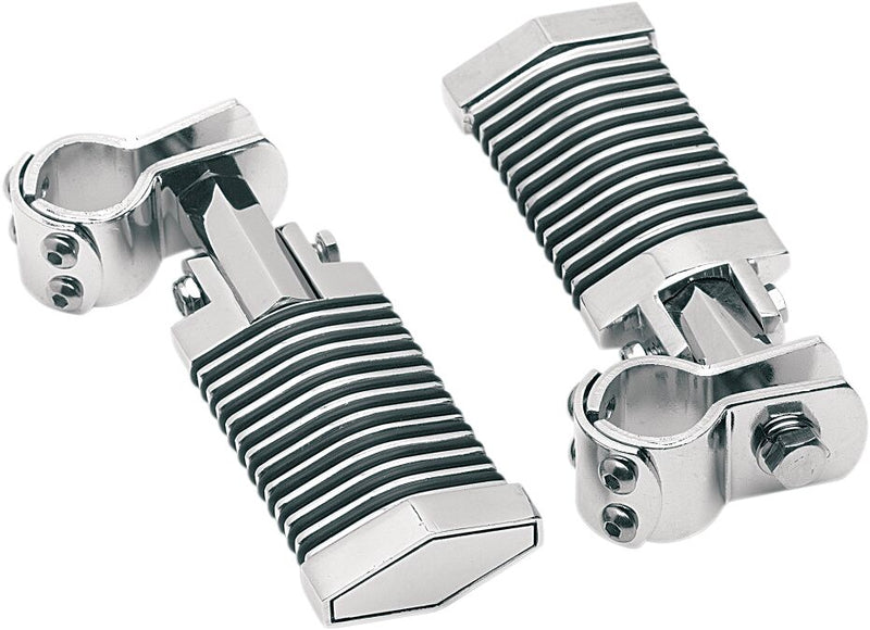 Drag Specialties "Popsicle" Foot Pegs with O-Rings Black Chrome Silver Diamond-Shaped Front Folding Pair - 17-1438AP-BC4