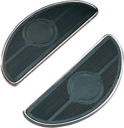 Drag Specialties Floorboards For FL and FLST-Panhead Black Chrome Half-Moon Rubber Pair
