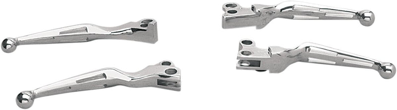 Drag Specialties Slotted Wide Blade Lever Set Chrome Silver Brake Clutch Aluminium Pair
