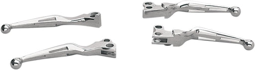 Drag Specialties Slotted Wide Blade Lever Set Chrome Silver Brake Clutch Aluminium Pair