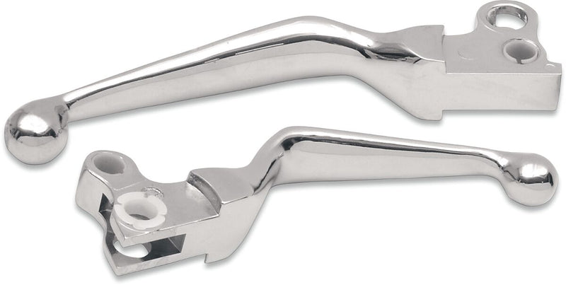 Drag Specialties Wide Blade Lever Set Chrome Silver Standard Brake Clutch Aluminium Pair - 07-0541V-BC307