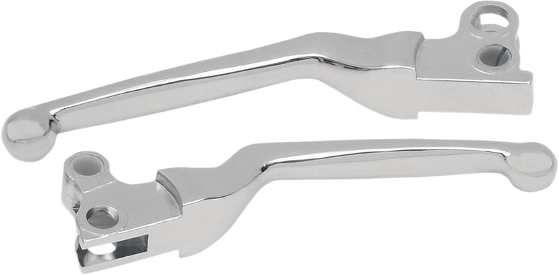 Drag Specialties Chrome Clutch/Brake Lever Set Comfort Grip™ Silver Standard Aluminium Pair - 07-0506/7-BC307