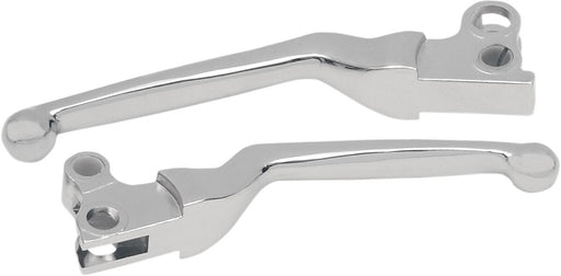 Drag Specialties Chrome Clutch/Brake Lever Set Comfort Grip™ Silver Standard Aluminium Pair