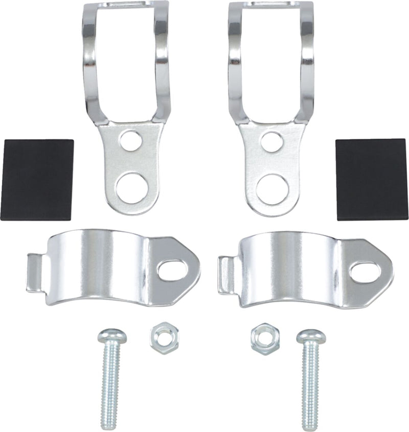Drag Specialties Universal Fork-Mount Marker Light Brackets Fork Clamp Chrome Kit