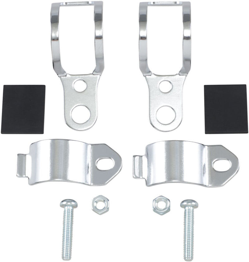 Drag Specialties Universal Fork-Mount Marker Light Brackets Fork Clamp Chrome Kit - 82697