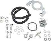 Drag Specialties Crankcase Breather with Support Bracket Kit Crankcase Breather/Support Bracket Kit Black Chrome Silver - 120084