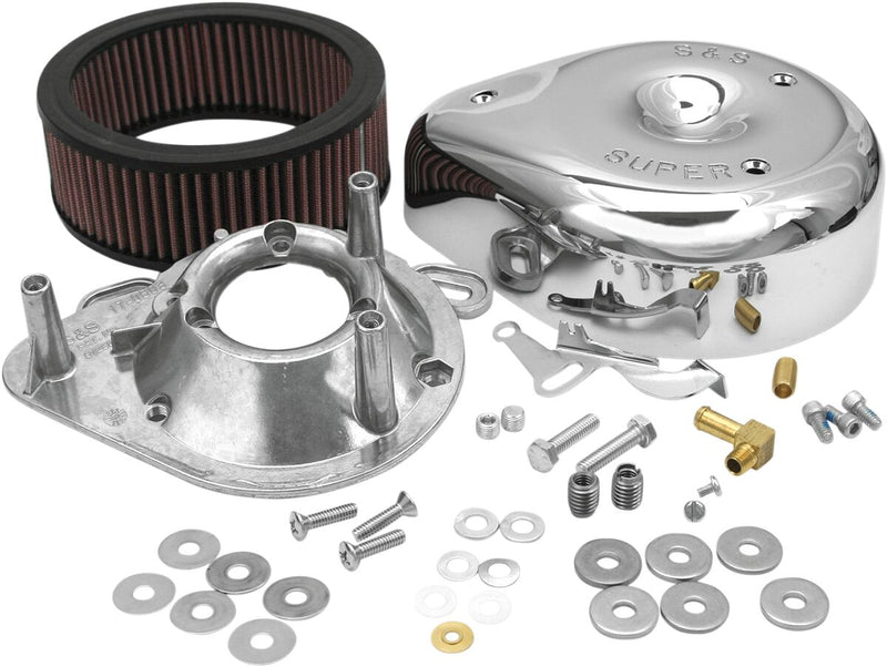 S&S Cycle Teardrop Air Cleaner Kit Super E and G Chrome Silver Aluminium