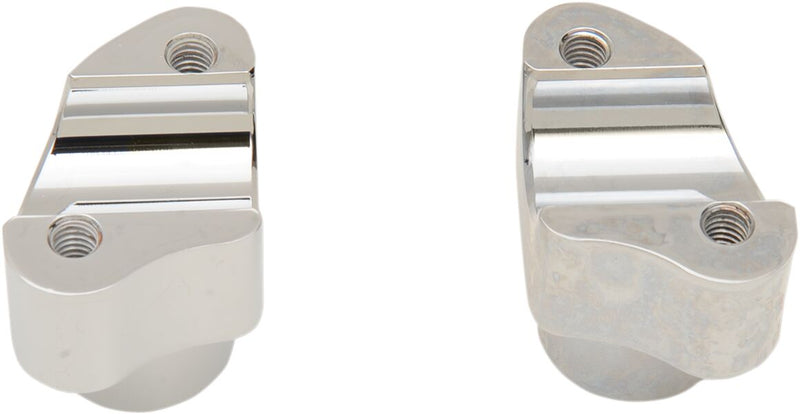 Drag Specialties Buffalo Billet Aluminium Handlebar Risers Chrome Silver Straight Pair