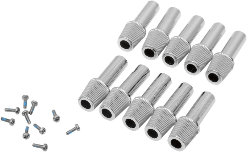 Drag Specialties Replacement Reset Knobs Chrome Conical Knurled Gauge Aluminium 10 Pack