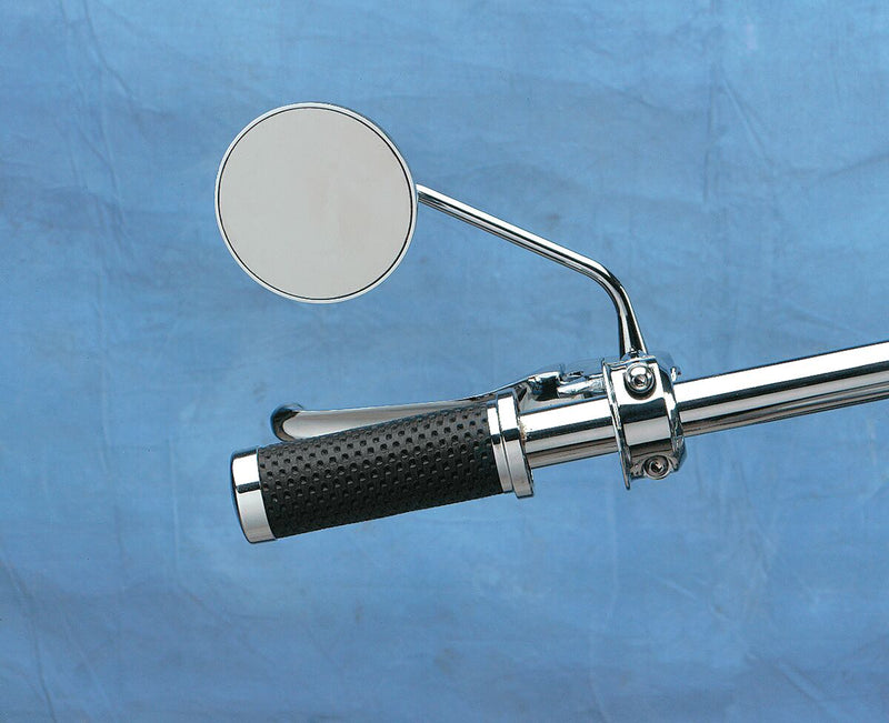 Drag Specialties Round Series Mirror Chrome Silver Left Right Side View Steel - 302154-BC4-LB16