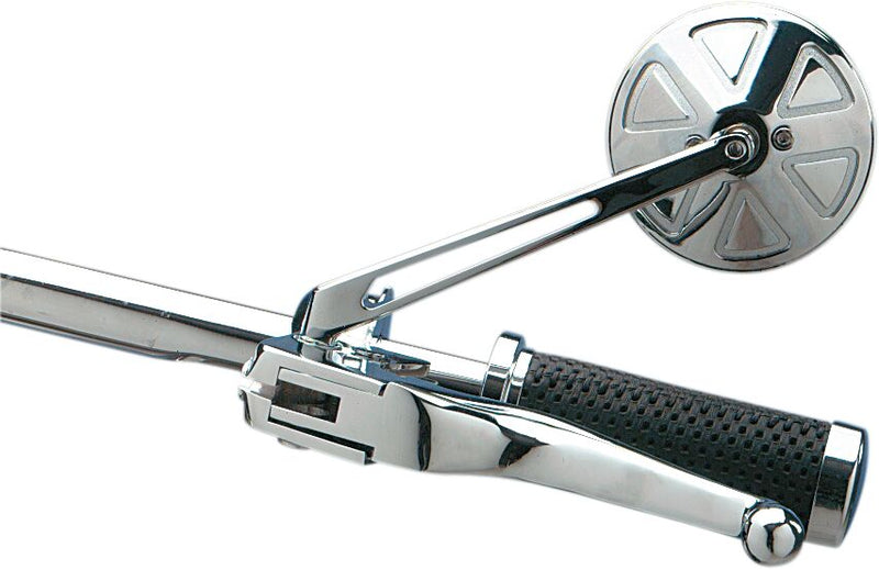 Drag Specialties Round Series Mirror Chrome Silver Left Right Side View Steel - 302156-BC4-LB16