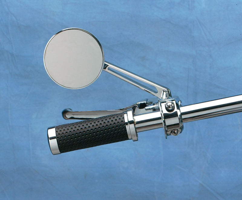 Drag Specialties Round Series Mirror Chrome Silver Left Right Side View Steel Each