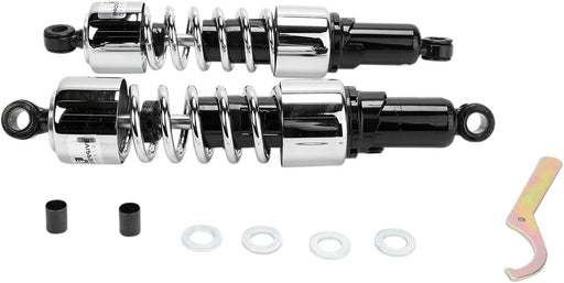 Progressive Suspension 412 Series Cruiser Shocks 412 Cruiser Series Shock Absorber Black Chrome Rear Coilover Monotube Steel Pair