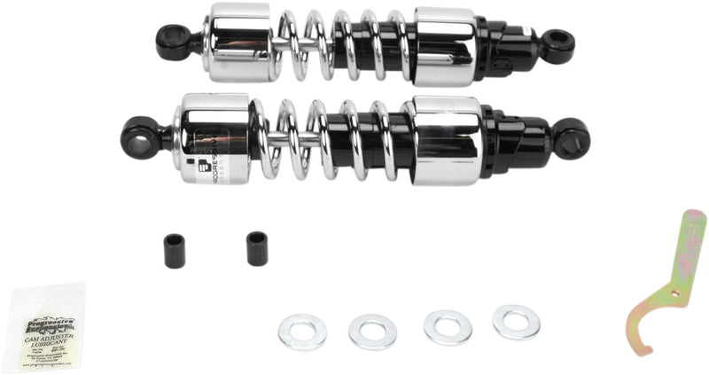 Progressive Suspension 412 Series Cruiser Shocks 412 Cruiser Series Shock Absorber Black Chrome Rear Coilover Monotube Steel Pair