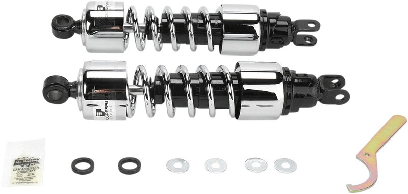 Progressive Suspension 412 Series Cruiser Shocks 412 Cruiser Series Shock Absorber Black Chrome Rear Coilover Monotube Steel Pair