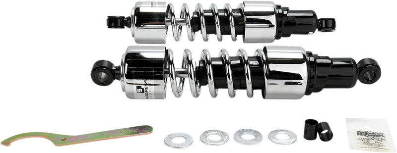 Progressive Suspension 412 Series Cruiser Shocks 412 Cruiser Series Shock Absorber Black Chrome Rear Coilover Monotube Steel Pair