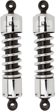 Progressive Suspension 412 Series Shocks 412 Series without Covers Shock Absorber Black Chrome Rear Coilover Monotube Steel Pair - 412-4036C