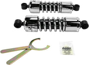 Progressive Suspension 412 Series Shocks 412 Series without Covers Shock Absorber Black Chrome Rear Coilover Monotube Steel Pair