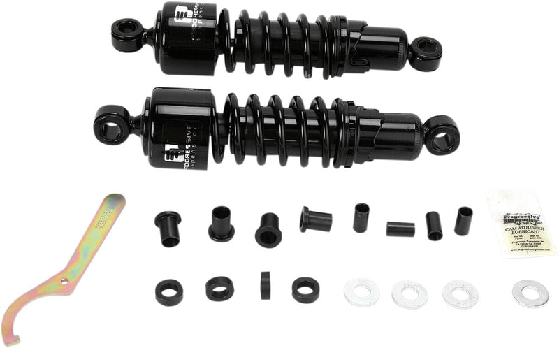 Progressive Suspension 412 Series Shocks 412 Series without Covers Shock Absorber Black Rear Coilover Monotube Steel Pair - 412-4005B