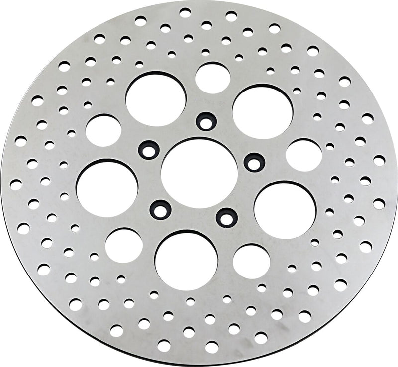 Drag Specialties Polished Stainless Steel Drilled Brake Rotor Silver Front C/B - 060185ASP-BC648