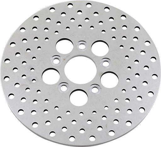 Drag Specialties Vintage Drilled Brake Rotor Shovelhead Silver Rear One Piece (Fixed) Stainless Steel