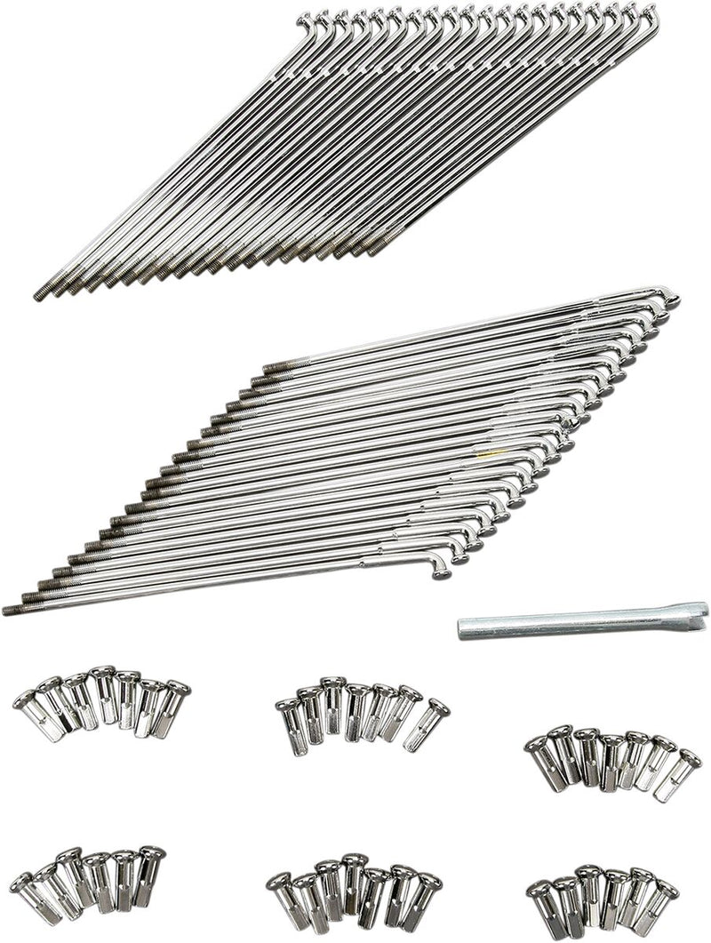 Drag Specialties Chrome and Stainless Steel Spoke Set Wide Glide Drop Center Front