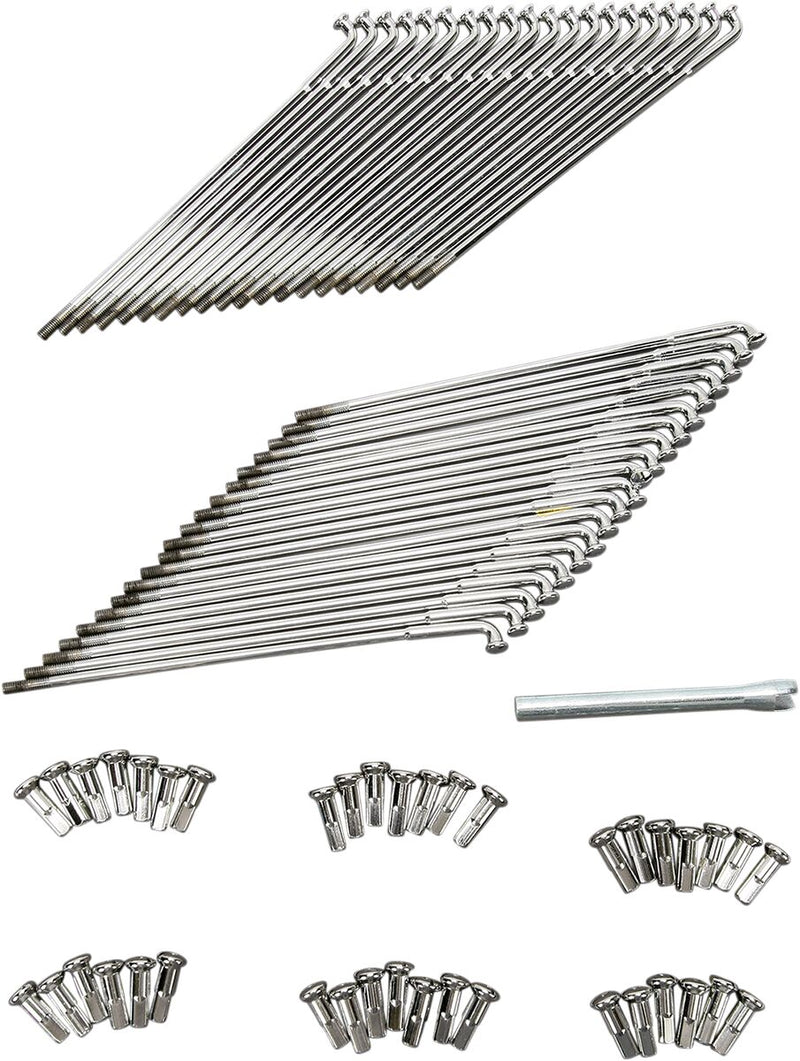 Drag Specialties Chrome and Stainless Steel Spoke Set Wide Glide Drop Center Front