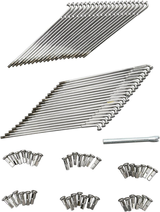 Drag Specialties Chrome and Stainless Steel Spoke Set Wide Glide Drop Center Front