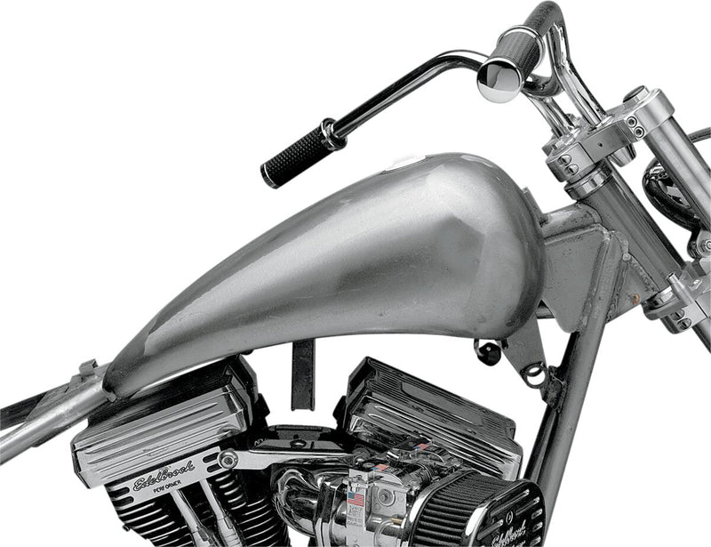 Drag Specialties One-Piece Smooth-Top Style Extended Gas Tank Raw Silver Smooth Top Steel - 011675-BX40