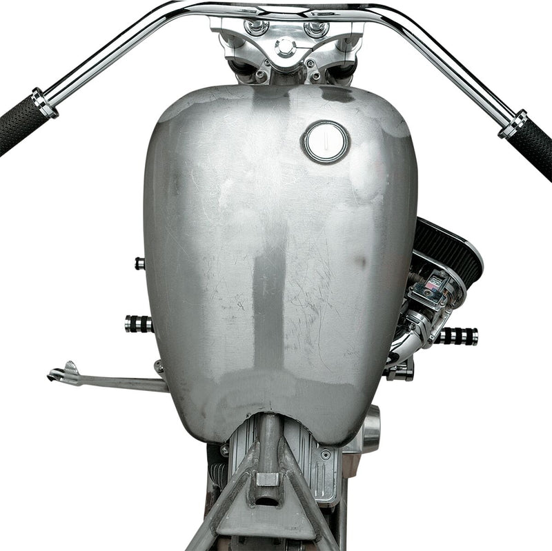 Drag Specialties One-Piece Smooth-Top Style Extended Gas Tank Raw Silver Smooth Top Steel - 011675-BX40