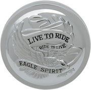 Drag Specialties "Live to Ride" Gas Cap Fuel Cap Chrome Silver Vented Stainless Steel
