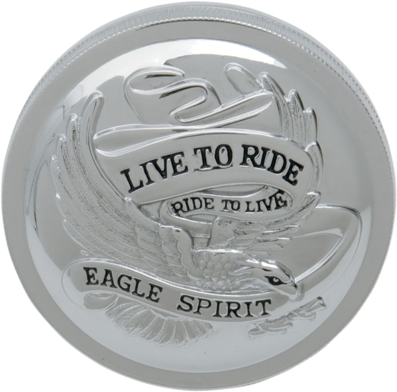 Drag Specialties "Live to Ride" Gas Cap Fuel Cap Chrome Silver Vented Stainless Steel