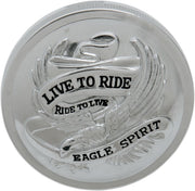 Drag Specialties Chrome Non-Vented Live To Ride Gas Cap for Various Various Harley-Davidson Motorcycles (See Fitment List) - 72643