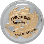 Drag Specialties "Live to Ride" Gas Cap Fuel Cap Chrome Gold Silver Non-Vented Stainless Steel