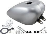 Drag Specialties Gas Tank with Chrome Aero-Style Gas Cap Raw Silver High Tunnel Rubber Mount Steel - 011743-BX39