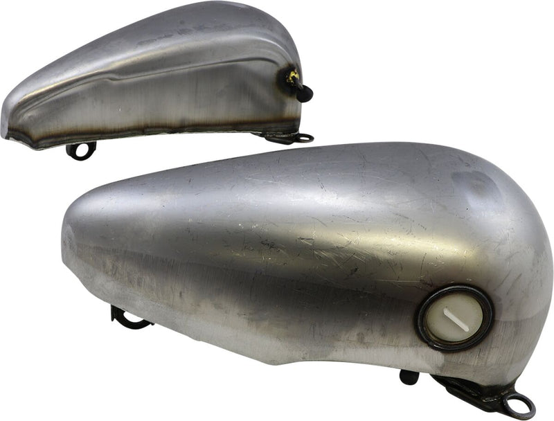 Drag Specialties Fat Bob-Style Gas Tanks Fuel Tank Raw Silver Flatside Fatbob Steel Pair