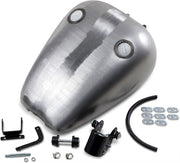 Drag Specialties Rubber-Mount Quickbob™ Gas Tank QuickBob® Fuel Tank Raw Silver Smooth Top Fatbob Steel - 011651-BX38