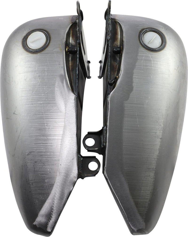 Drag Specialties 2" Extended Two-Piece Flat-Side Gas Tank Set Fuel Tank Raw Silver Extended 2" Flatside - 11584-BX46